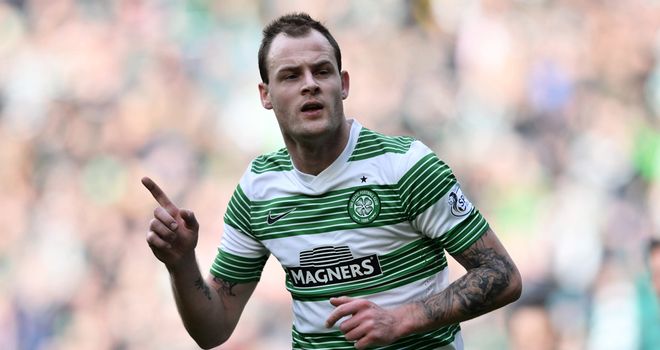 Anthony Stokes: Celebrating the first goal in the 3-0 victory over St Johnstone