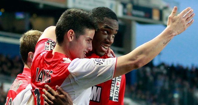 James Rodriguez (l): Celebrates scoring
