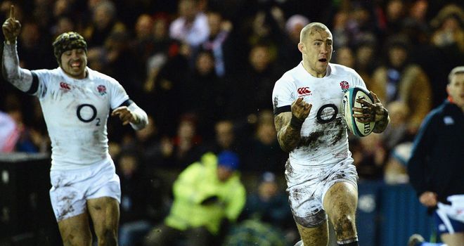 Mike Brown: Races over the line to score for England