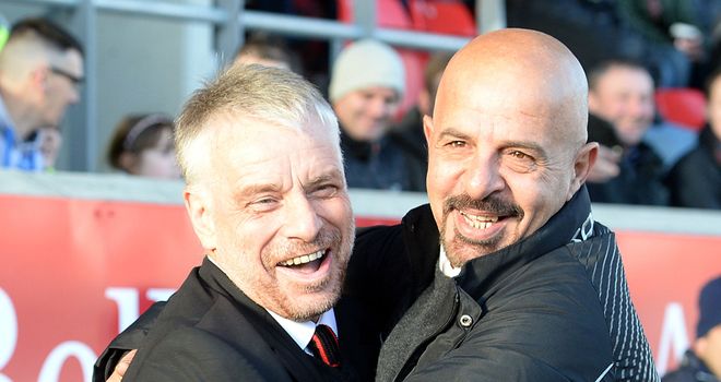 Brian Noble: Salford coach (left) gives thumbs up to 'golden ticket' plan of his chairman Marwan Koukash (right).
