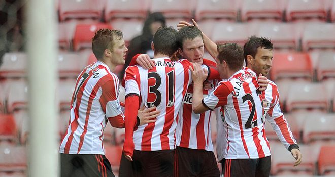 Sunderland celebrate after Craig Gardner's stunning winning goal