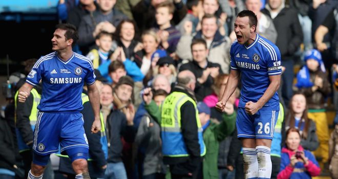 John Terry: Chelsea captain celebrates his last-gasp winner against Everton