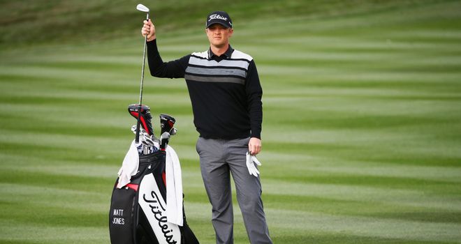 Matt Jones: Australian selects a club on the ninth fairway