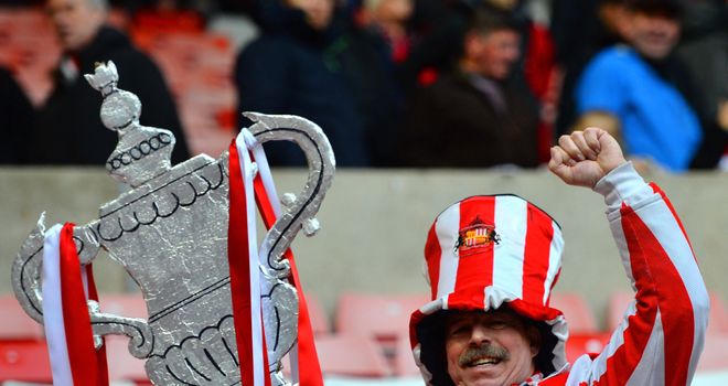 Cup dreams: A Sunderland fan gets in the mood ahead of the fifth round clash with Southampton at the Stadium of Light