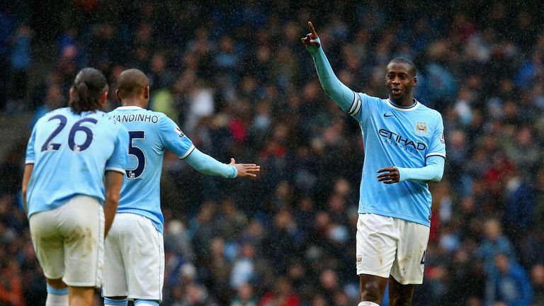Yaya Toure: Celebrates his hat-trick as Manchester City destroy Fulham 5-0