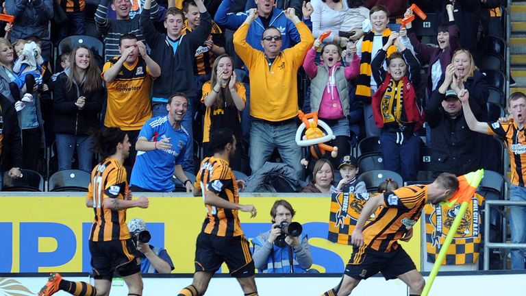 David Meyler celebrates his goal as Hull City netted three times in nine second half minutes