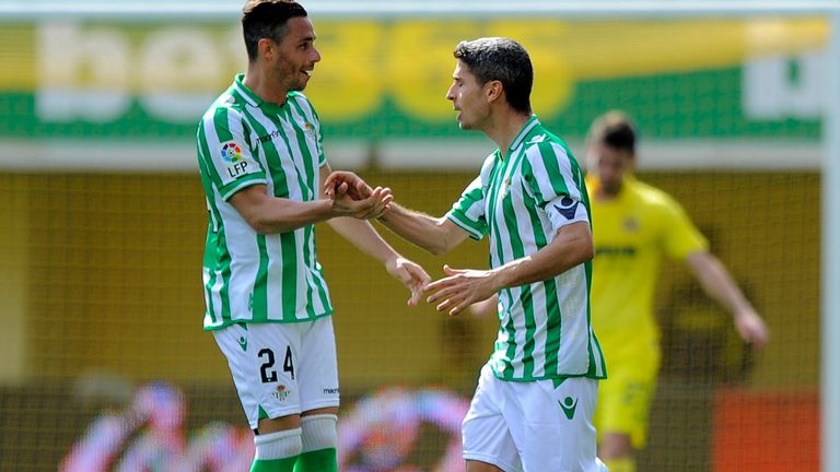 Betis forward Ruben Castro celebrates