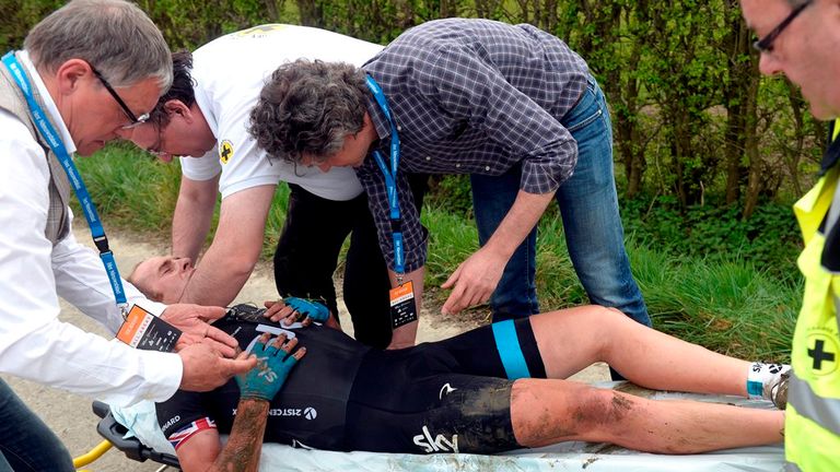 Stannard had to be taken away on a stretcher (Picture: Graham Watson)