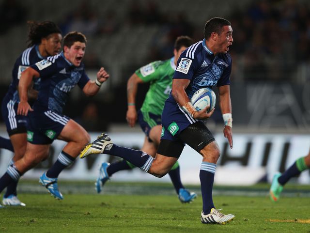 Bryn Hall surges forward for the Blues