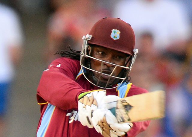 Chris Gayle adds more runs to the West Indies total