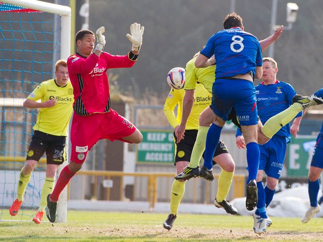 Ross Draper scores with a header for Inverness