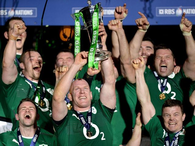 Ireland's Paul O'Connell lifts the Six Nations trophy