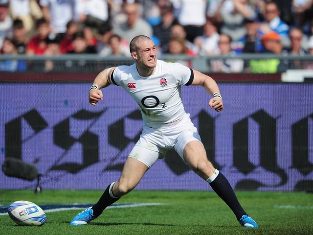 MIke Brown celebrates his first try