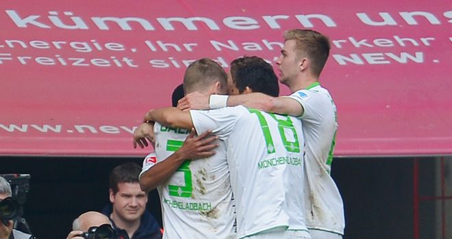 Raffael of Monchengladbach celebrates