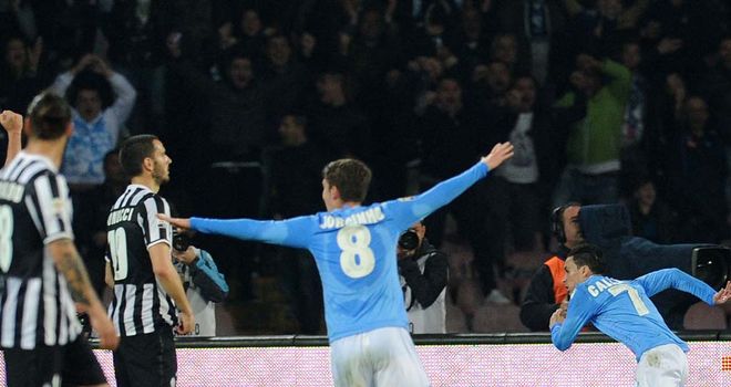 Jose Callejon celebrates the opening goal