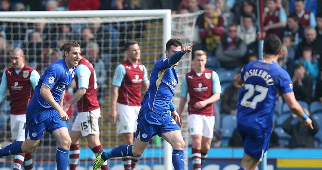 David Nugent: Leicester striker celebrates his goal at Burnley