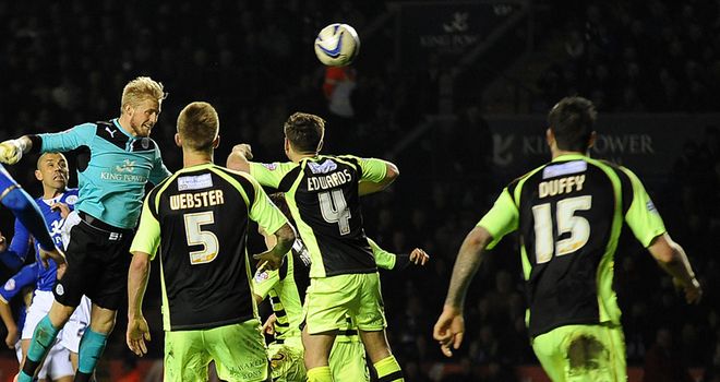 Kasper Schmeichel heads home Leicester's dramatic late equaliser