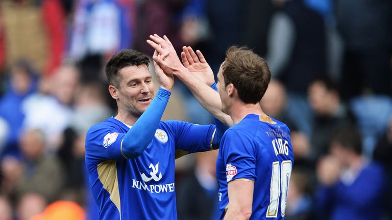 David Nugent: Celebrates his goal with Andy King