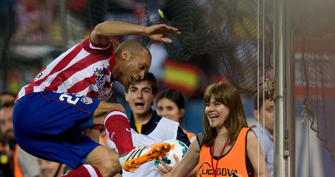 Joao Miranda: Celebrates his goal for Atletico