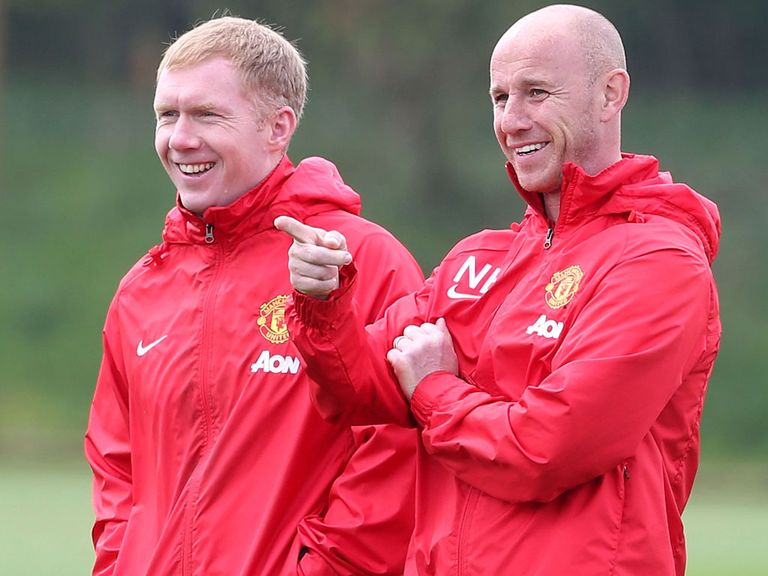 Paul Scholes (left): Helped out Ryan Giggs at Man United at the end of the season