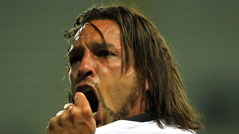 Parma's Amauri Carvalho De Oliveira celebrates