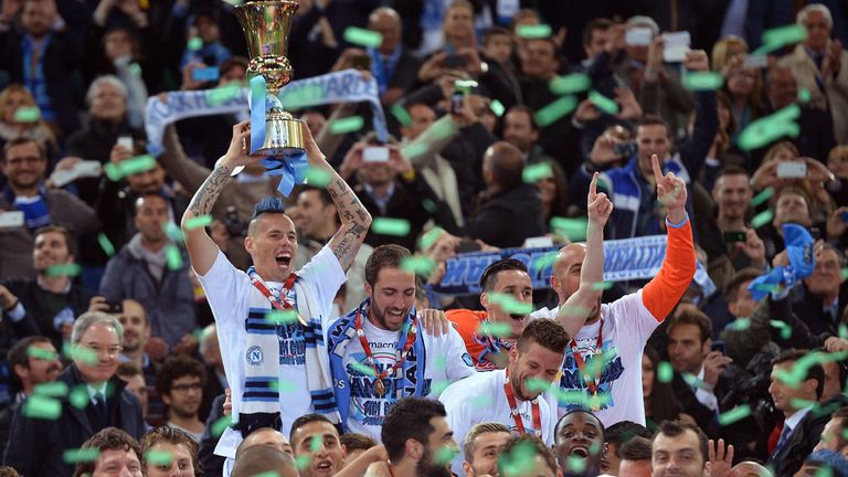 Marek Hamsik: Napoli captain lifts the Coppa Italia