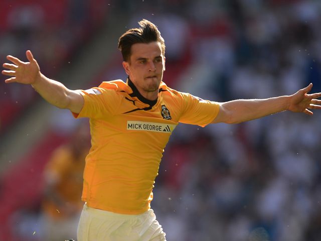Ryan Donaldson celebrates after scoring at Wembley on Sunday