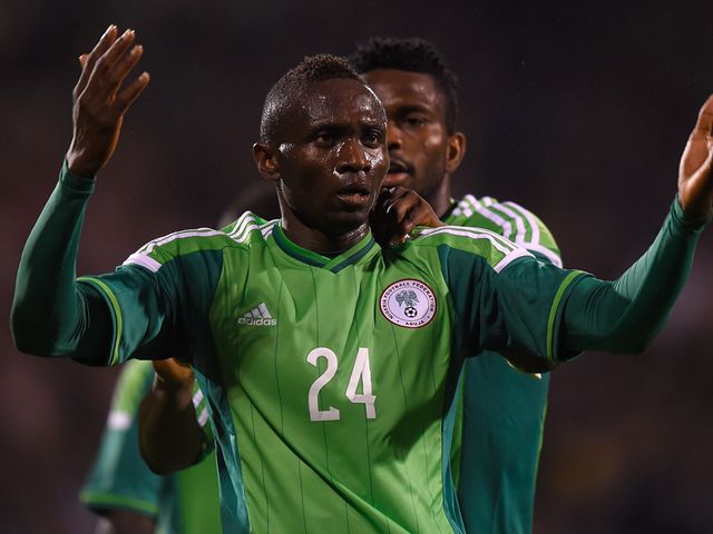 Uche Nwofor celebrates after scoring Nigeria's equaliser