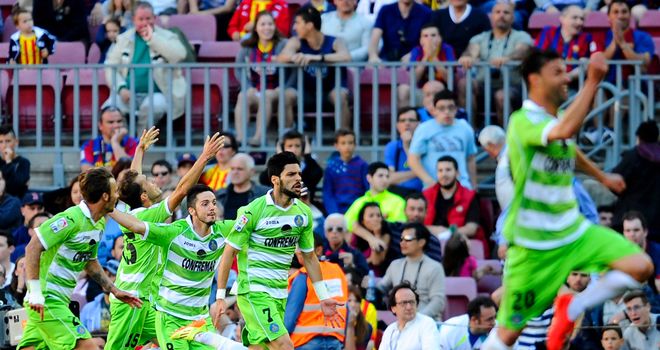 Angel Lafita and Getafe celebrate their late equaliser