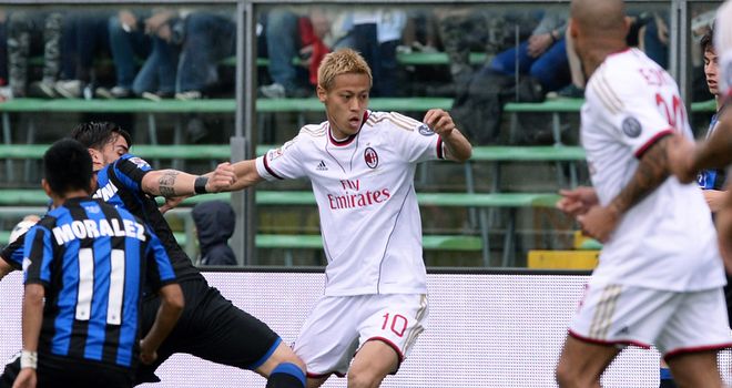 Keisuke Honda in action for AC Milan