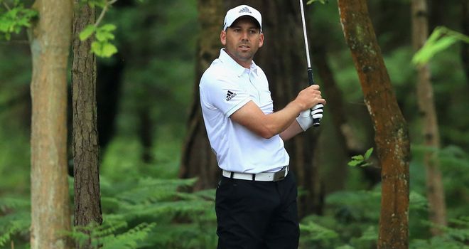 Sergio Garcia in trouble at the 12th hole during his one and only round at Wentworth this week