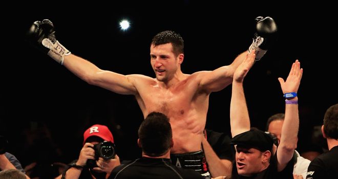 Carl Froch celebrates his win over George Groves at Wembley Stadium