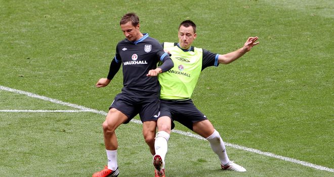Phil Jagielka and John Terry together on England duty in 2012