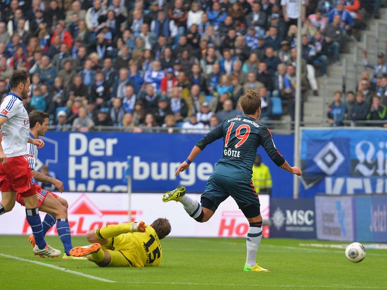 Mario Gotze opens the scoring for Bayern Munich at Hamburg