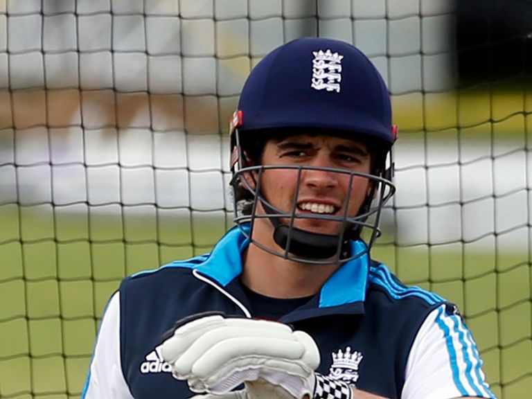 England captain Alastair Cook during a training session at Mannofield Cricket Ground