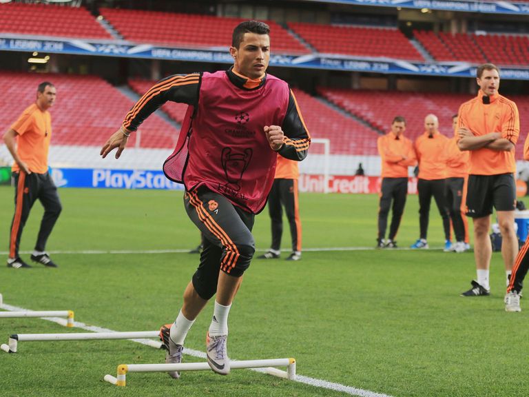 Cristiano Ronaldo during the training session in Lisbon