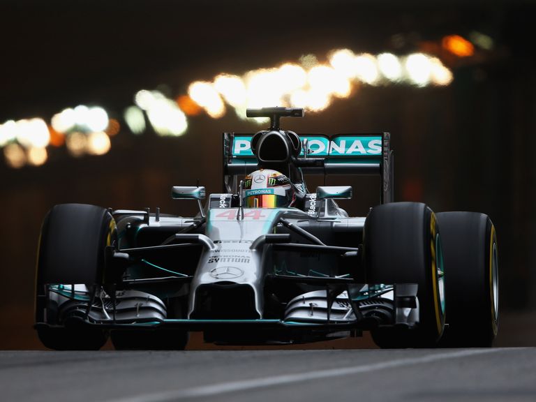 Lewis Hamilton exits the tunnel on the Monte Carlo circuit