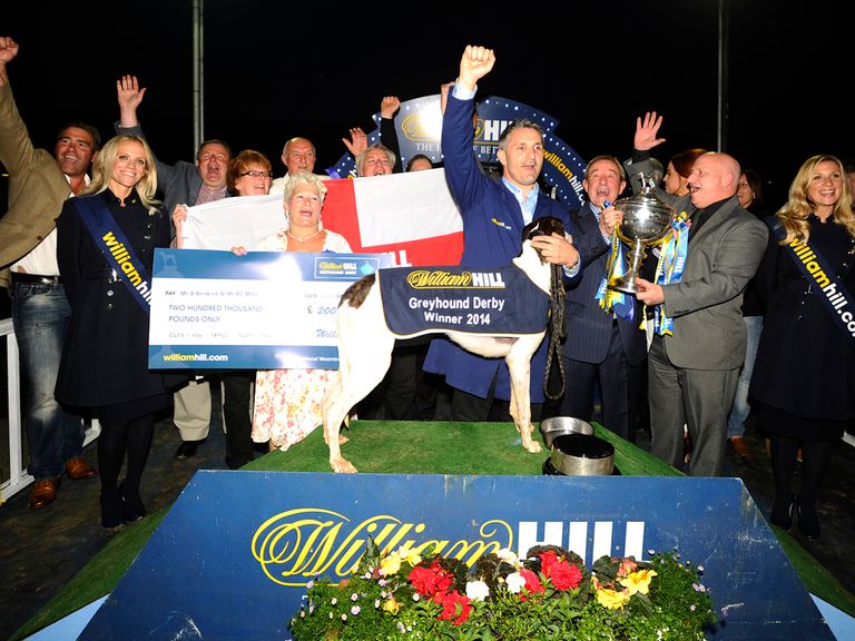 Connections of Salad Dodger celebrate victory, led by trainer Bruno Berwick.