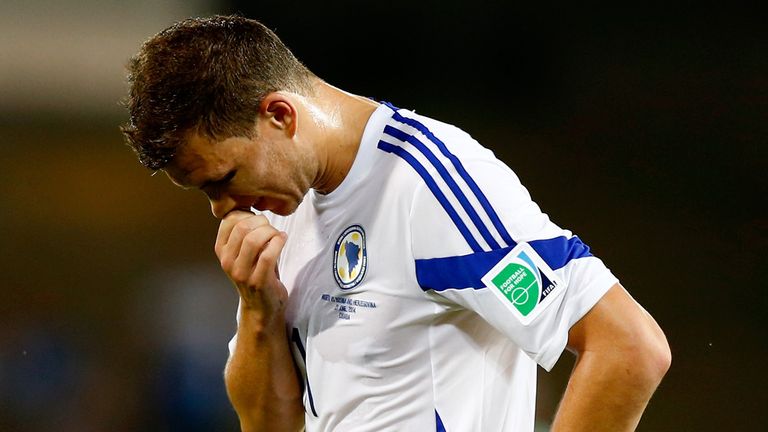 Edin Dzeko: Hit out at the referee after Bosnia were sent crashing out of the World Cup