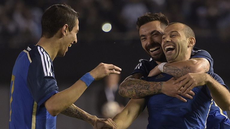 Javier Mascherano, Ezequiel Lavezzi & Angel di Maria: Argentine trio celebrate