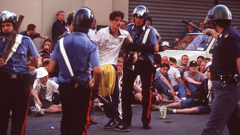 England fans in trouble at Italia '90
