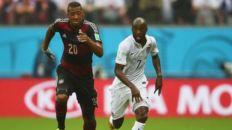 Jerome Boateng: Tussles with DaMarcus Beasley for the ball
