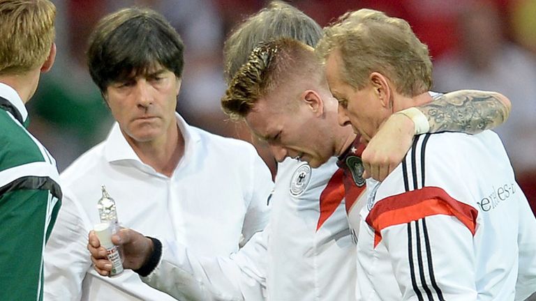 Marco Reus: Helped from the pitch after being injured in Germany's friendly