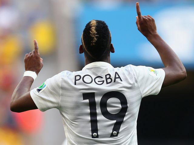Paul Pogba celebrates his goal for France