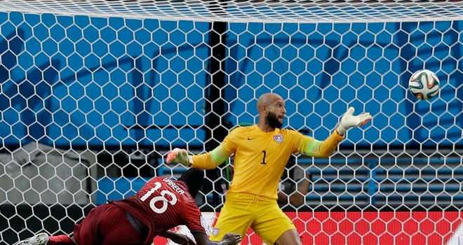Silvestre Varela heads an injury-time equaliser to hold USA to a 2-2 draw