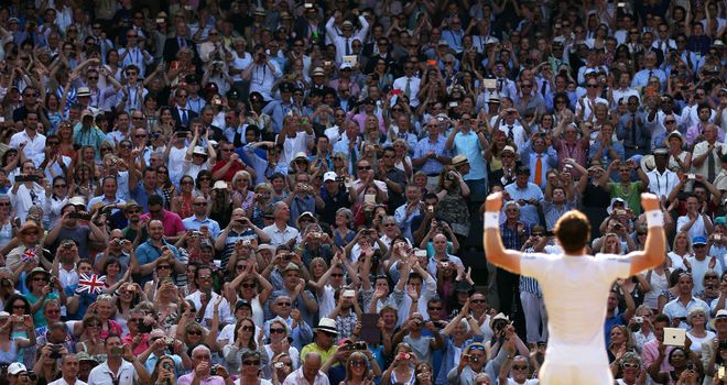 Andy Murray celebrates victory in the 2013 final against Novak Djokovic