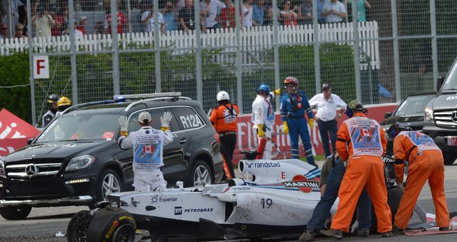 The crashed car of Felipe Massa