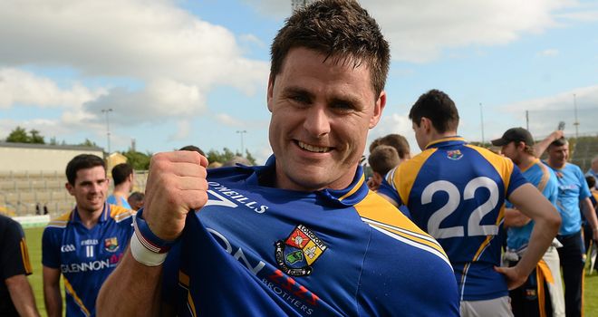 Longford defender Shane Mulligan celebrates after the final whistle at Celtic Park