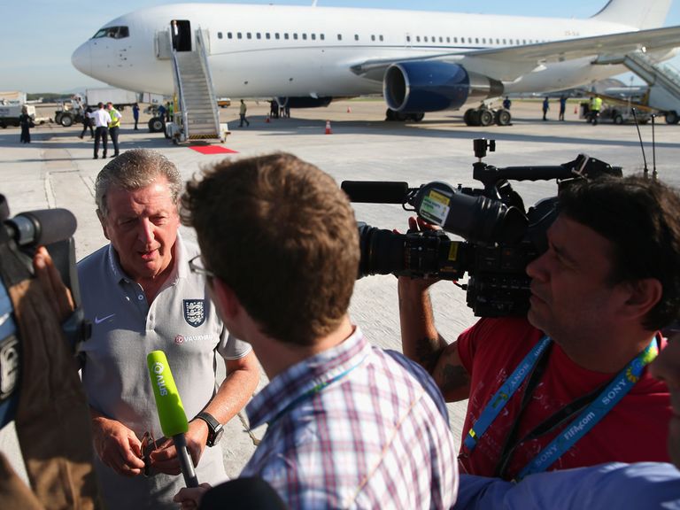 Roy Hodgson speaks to the media upon arrival in Rio