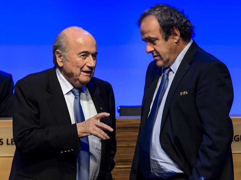 Michael Platini (right): Not willing to support Sepp Blatter